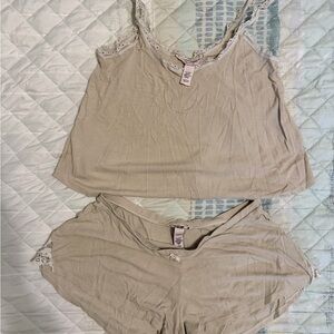 Victoria's Secret Beige Lace Pajama Set